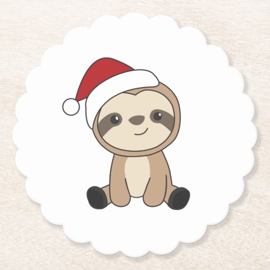 Sloth Christmas Snow Winter Animals Sloths Paper C Untersetzer (Vorderseite)