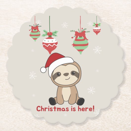 Sloth Christmas Snow Winter Animals Sloths Paper C Untersetzer (Vorderseite)