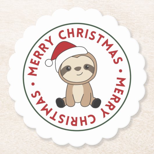 Sloth Christmas Snow Winter Animals Sloths Paper C Untersetzer (Vorderseite)