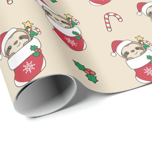 Sloth Christmas Snow Winter Animals Sloths Wrappin Geschenkpapier (Rolleneckpunkt)
