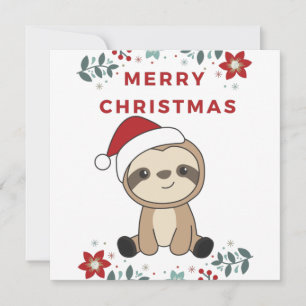 Sloth Christmas Snow Winter Animals Slots Einladung