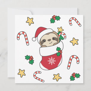Sloth Christmas Snow Winter Animals Slots Feiertagskarte