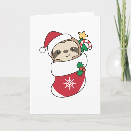 Sloth Christmas Snow Winter Animals Slots Feiertagskarte (Vorderseite)