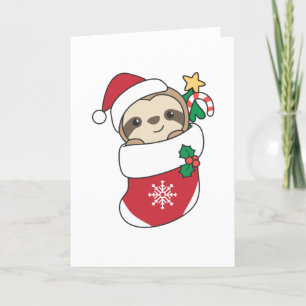 Sloth Christmas Snow Winter Animals Slots Feiertagskarte