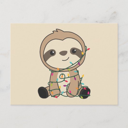 Sloth Christmas Snow Winter Animals Slots Postcar Postkarte (Vorderseite)