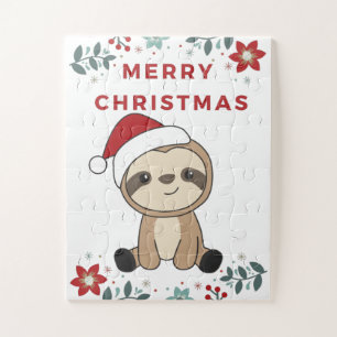 Sloth Christmas Snow Winter Animals Slots Puzzle