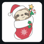 Sloth Christmas Snow Winter Animals Slots Quadratischer Aufkleber<br><div class="desc">Der Faultier zu Weihnachten mit einer Weihnachtsmannmütze. Hübsche Tiere mit Weihnachten Strumpf und Schnee für die Ferien. Slots sind niedliche Tiere und perfekt zu Weihnachten.</div>