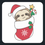 Sloth Christmas Snow Winter Animals Slots Quadratischer Aufkleber<br><div class="desc">Der Faultier zu Weihnachten mit einer Weihnachtsmannmütze. Hübsche Tiere mit Weihnachten Strumpf und Schnee für die Ferien. Slots sind niedliche Tiere und perfekt zu Weihnachten.</div>