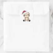 Sloth Christmas Snow Winter Animals Slots Quadratischer Aufkleber (Tasche)