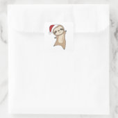 Sloth Christmas Snow Winter Animals Slots Quadratischer Aufkleber (Tasche)