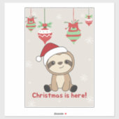Sloth Christmas Snow Winter Animals Slots Sticker (Blatt)