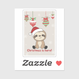 Sloth Christmas Snow Winter Animals Slots Sticker