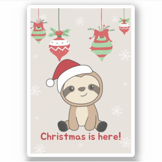 Sloth Christmas Snow Winter Animals Slots Sticker (Vorderseite)