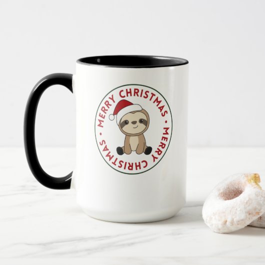 Sloth Christmas Snow Winter Animals Slots Tasse (Mit Donut)