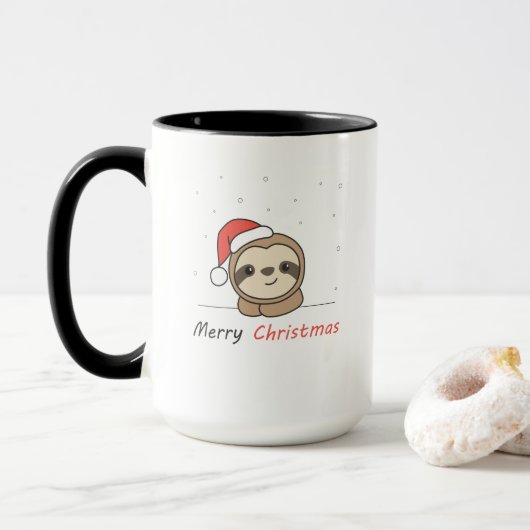 Sloth Christmas Snow Winter Animals Slots Tasse (Mit Donut)
