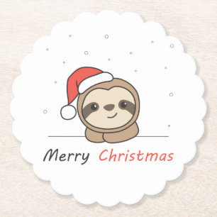 Sloth Christmas Snow Winter Animals Slots Untersetzer