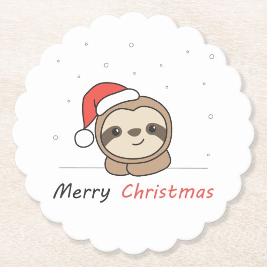 Sloth Christmas Snow Winter Animals Slots Untersetzer (Vorderseite)