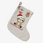 Sloth Christmas Snow Winter Tiere Sloths Large C Großer Weihnachtsstrumpf (Vorderansicht (hängend))