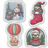 Sloth Christmas Stickers, Niedlicher Sloth Holiday Aufkleber (Vorderseite)