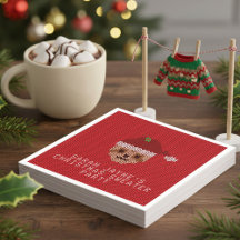 Sloth Christmas Sweater Party Red Paper Napkins