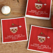 Sloth Christmas Sweater Party Red Paper Napkins Serviette
