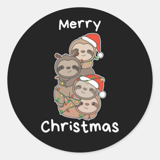 Sloth Christmas Tree Christmas Animals Sloths Clas Runder Aufkleber (Vorderseite)