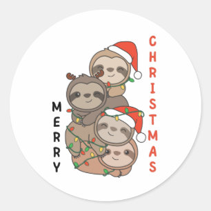 Sloth Christmas Tree Christmas Animals Sloths Clas Runder Aufkleber