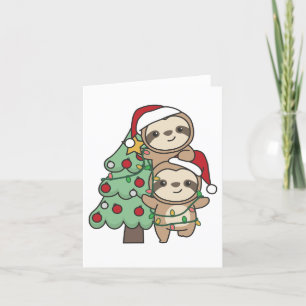 Sloth Christmas Tree Christmas Animals Sloths Feiertagskarte