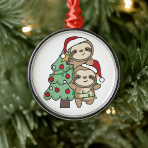 Sloth Christmas Tree Christmas Animals Sloths Ornament Aus Metall