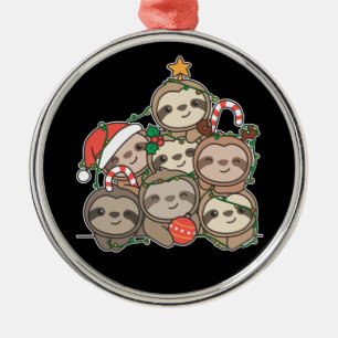 Sloth Christmas Tree Funny Animal Christmas Cerami Ornament Aus Metall
