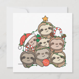 Sloth Christmas Tree Funny Animal Christmas Invita Einladung