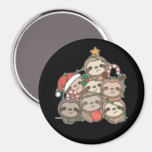 Sloth Christmas Tree Funny Animal Christmas Magnet (Vorderseite/Rückseite)