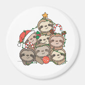 Sloth Christmas Tree Funny Animal Christmas Magnet (Vorne)