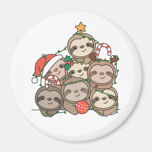 Sloth Christmas Tree Funny Animal Christmas Magnet (Vorne)
