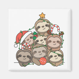 Sloth Christmas Tree Funny Animal Christmas Magnet