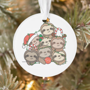 Sloth Christmas Tree Funny Animal Christmas Orname Ornament