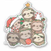 Sloth Christmas Tree Funny Aufkleber (Vorderseite)