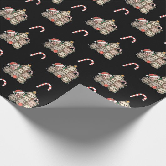 Sloth Christmas Tree Funny Geschenkpapier (Ecke)
