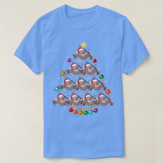 Sloth Christmas Tree Lights Funny Sloth Xmas T-Shirt (Design vorne)
