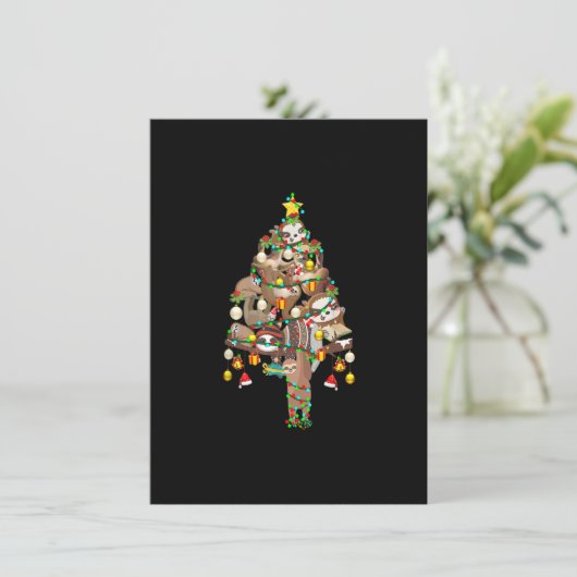 Sloth Christmas Tree Lights Xmas Lover Merry Sloth Einladung (Stehend Vorderseite)