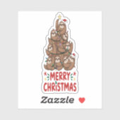 Sloth Christmas Tree Merry Holiday Aufkleber (Blatt)