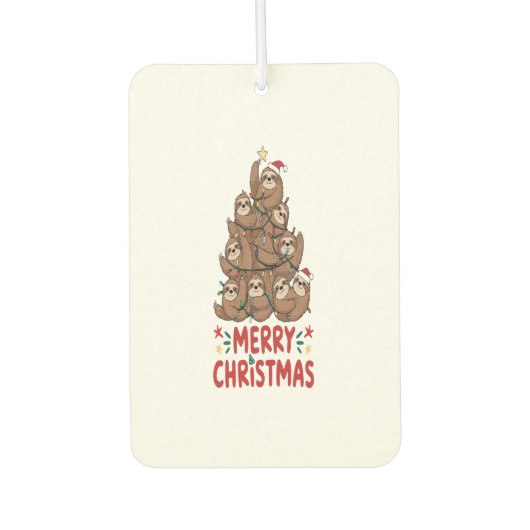 Sloth Christmas Tree Merry Holiday Autolufterfrischer (Vorderseite)