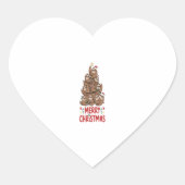 Sloth Christmas Tree Merry Holiday Herz-Aufkleber (Vorderseite)