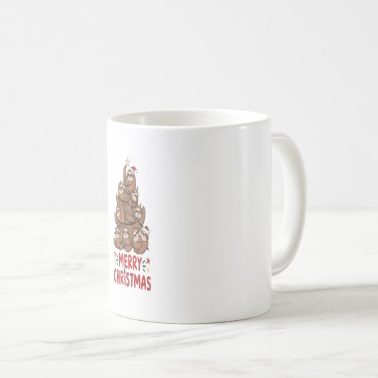 Sloth Christmas Tree Merry Holiday Kaffeetasse (VorderseiteRechts)