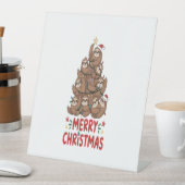 Sloth Christmas Tree Merry Holiday Sockelschild (In Situ)