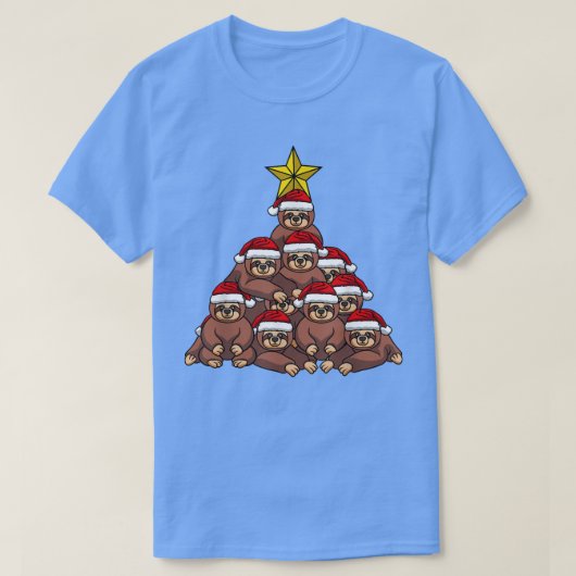 Sloth Christmas Tree Niedliche Weihnachtsbaumtiere T-Shirt (Design vorne)