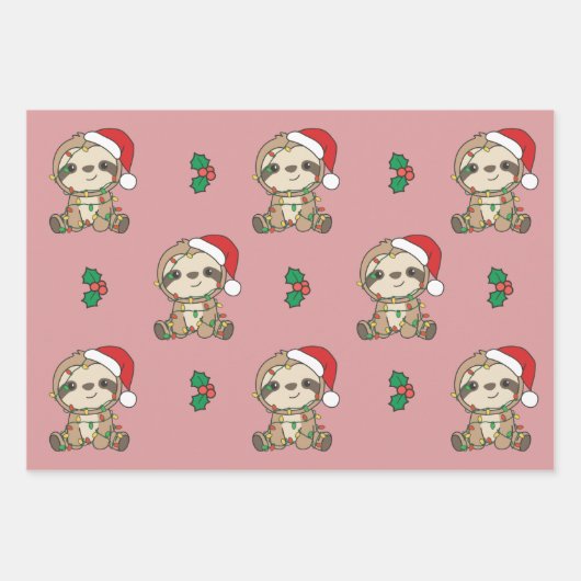 Sloth Christmas Winter Animals Holiday Sloths Geschenkpapier Set (Vorderseite 2)