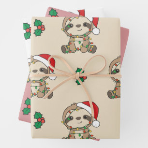 Sloth Christmas Winter Animals Holiday Sloths Geschenkpapier Set