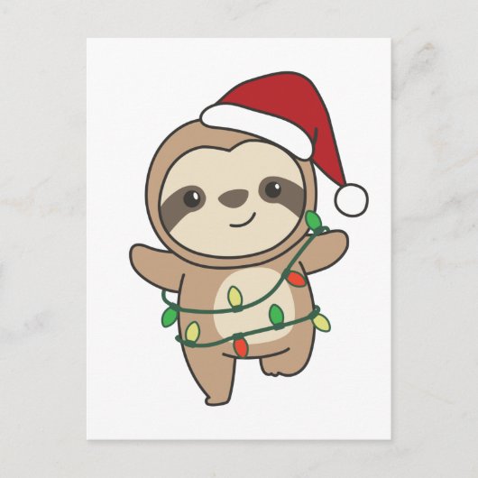 Sloth Christmas Winter Animals Sloths Feiertagspostkarte (Vorderseite)