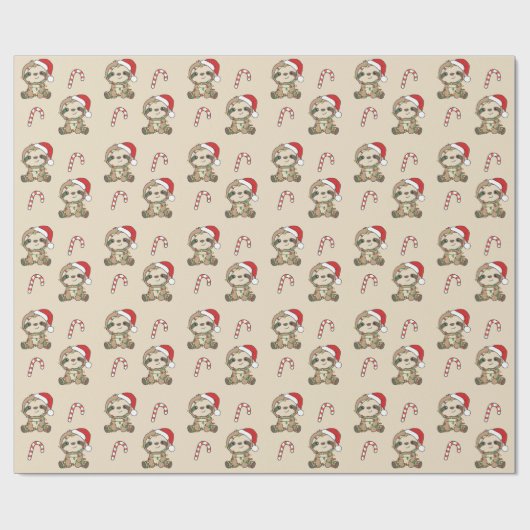 Sloth Christmas Winter Animals Sloths Wrapping Pap Geschenkpapier (Flach)